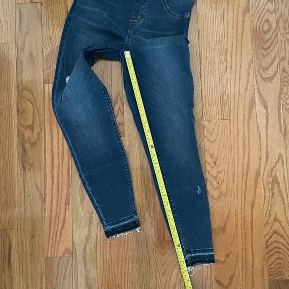 Spanx Distressed High Rise Elastic Waist Denim Jeggings Womens Medium Dark Wash - Picture 7 of 8